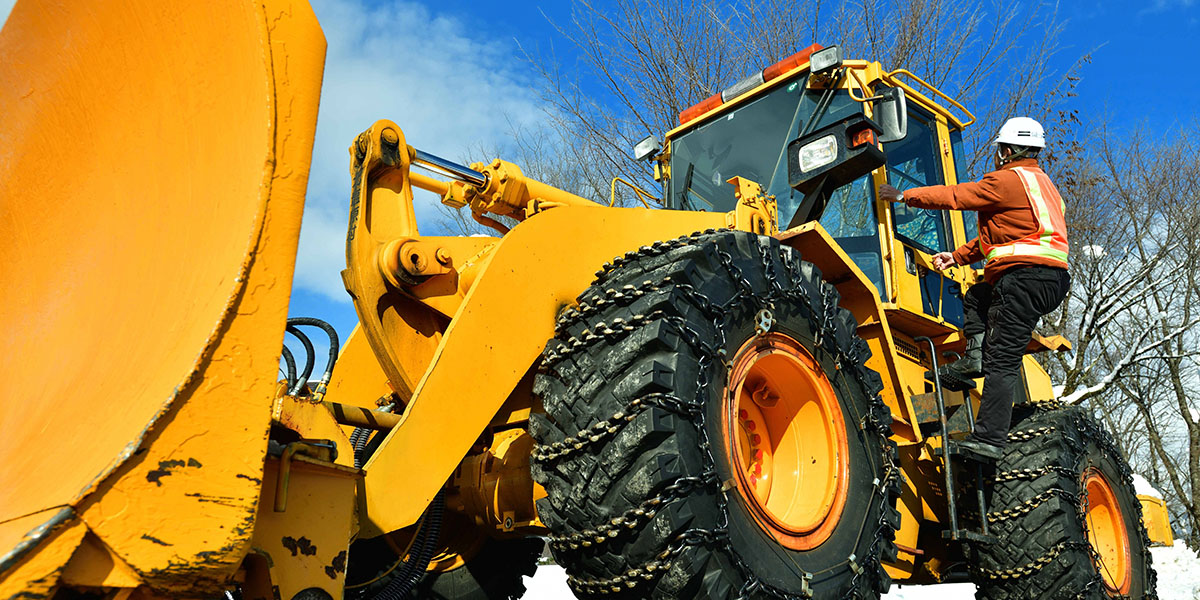 winter work with heavy equipment