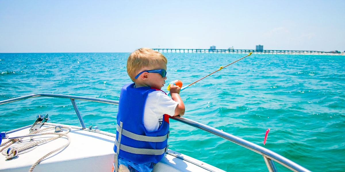 children interested in fishing